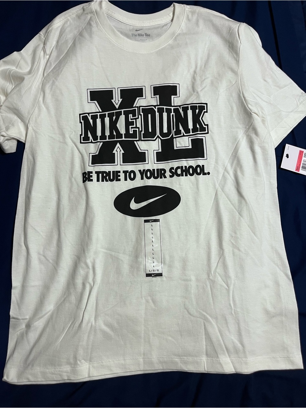 Nike White T-Shirt with Black 'NIKE DUNK' Graphic